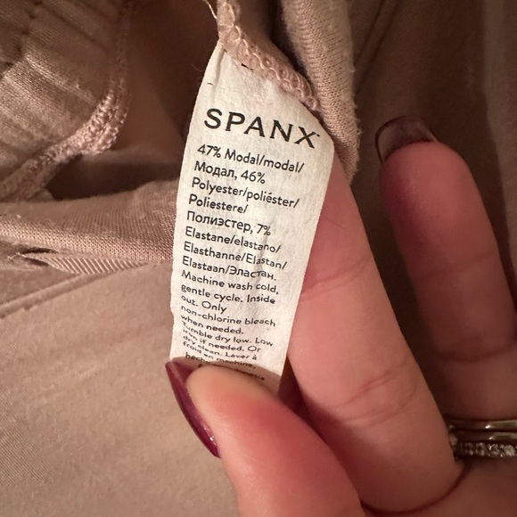 SPANX Air Luxe • WIDE LEG Drawstring sweat casual PANTS beige size small - Picture 6 of 6